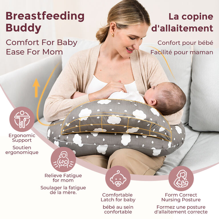 Momcozy Nursing Pillow Grey Clouds